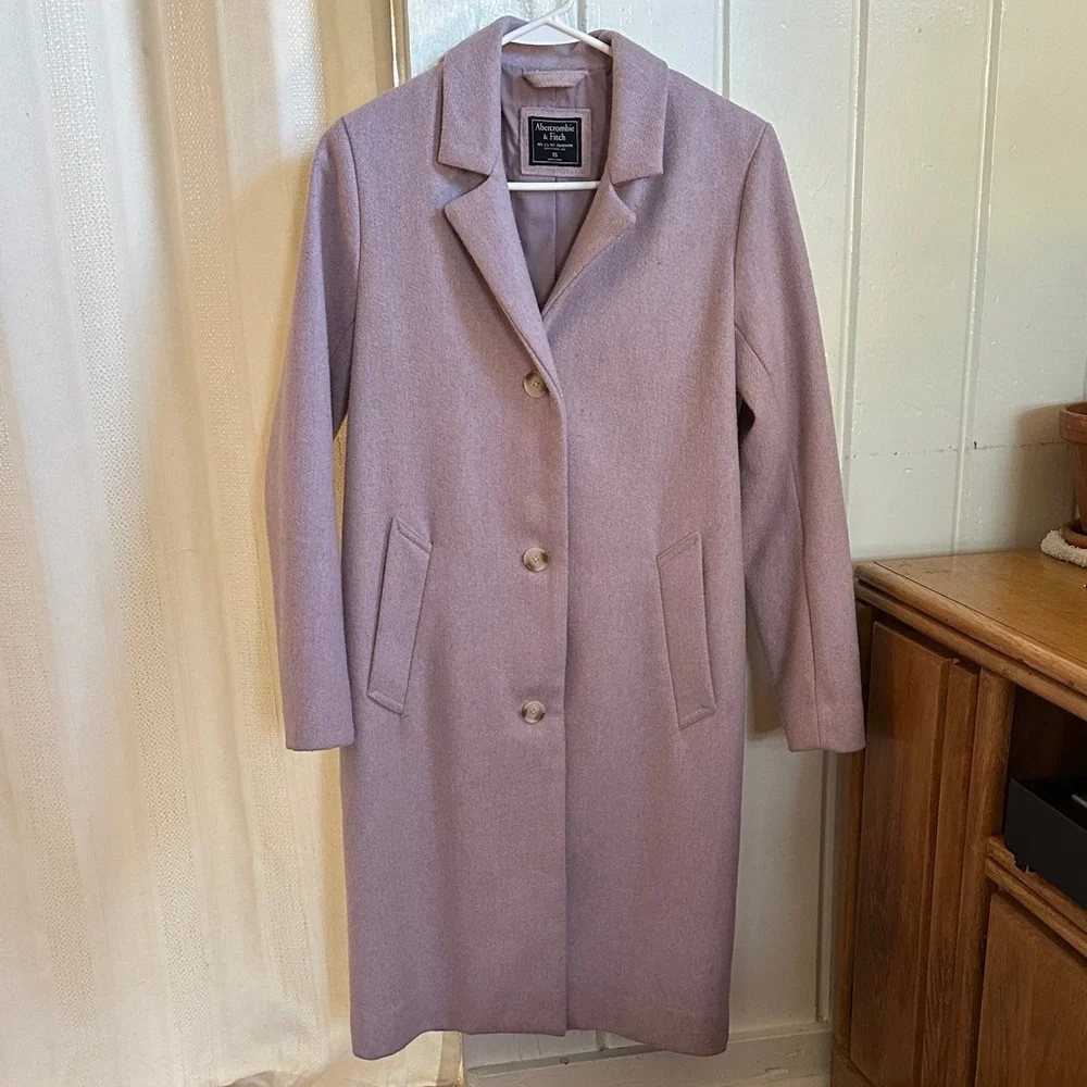 Abercrombie & Fitch Wool Blend Dad Coat Lavender XS - Picture 1 of 6